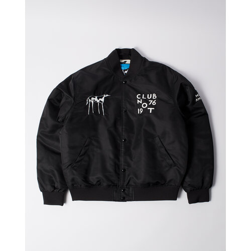 BY PARRA CLUB NOT 1977 SATIN BOMBER JACKET BLACK