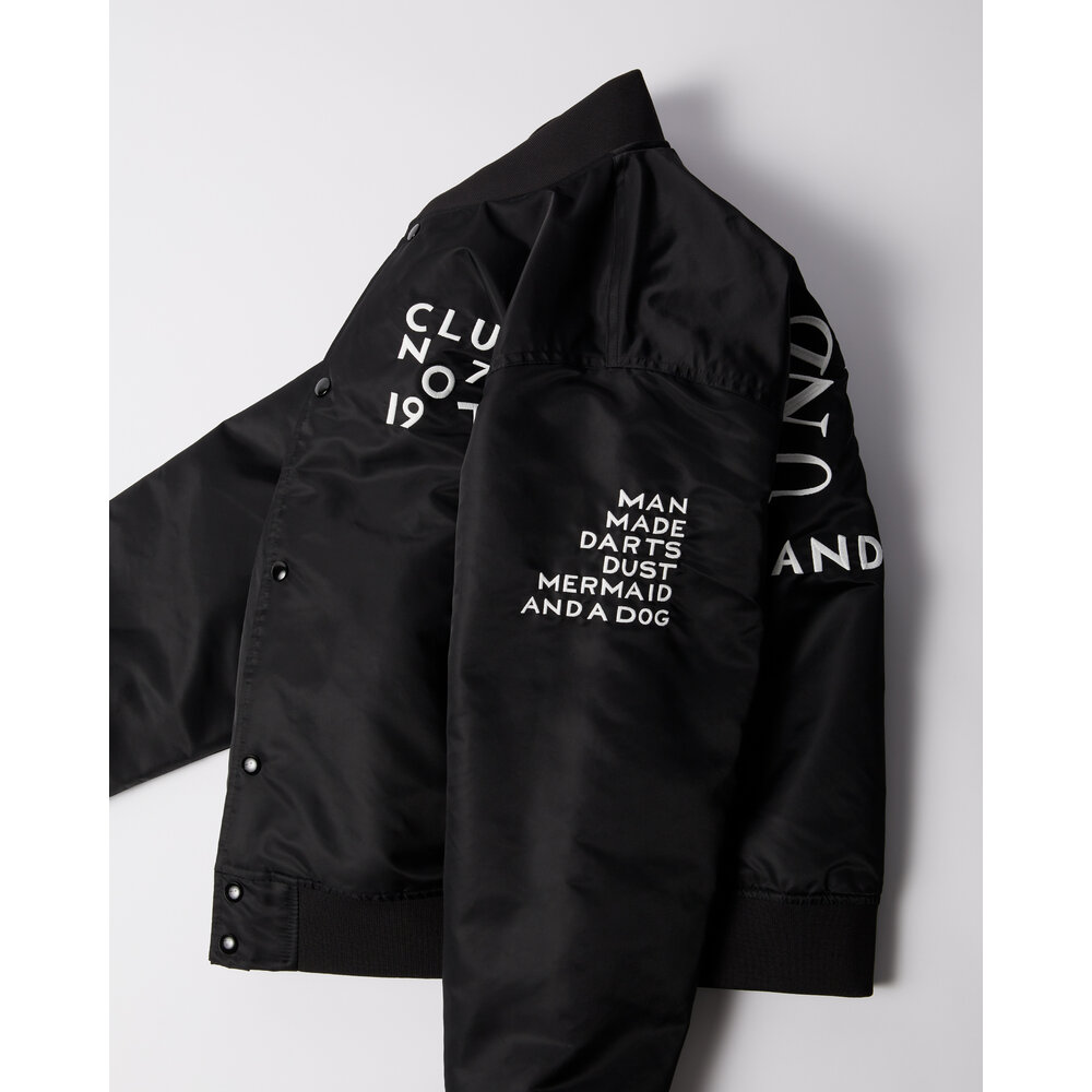 BY PARRA CLUB NOT 1977 SATIN BOMBER JACKET BLACK
