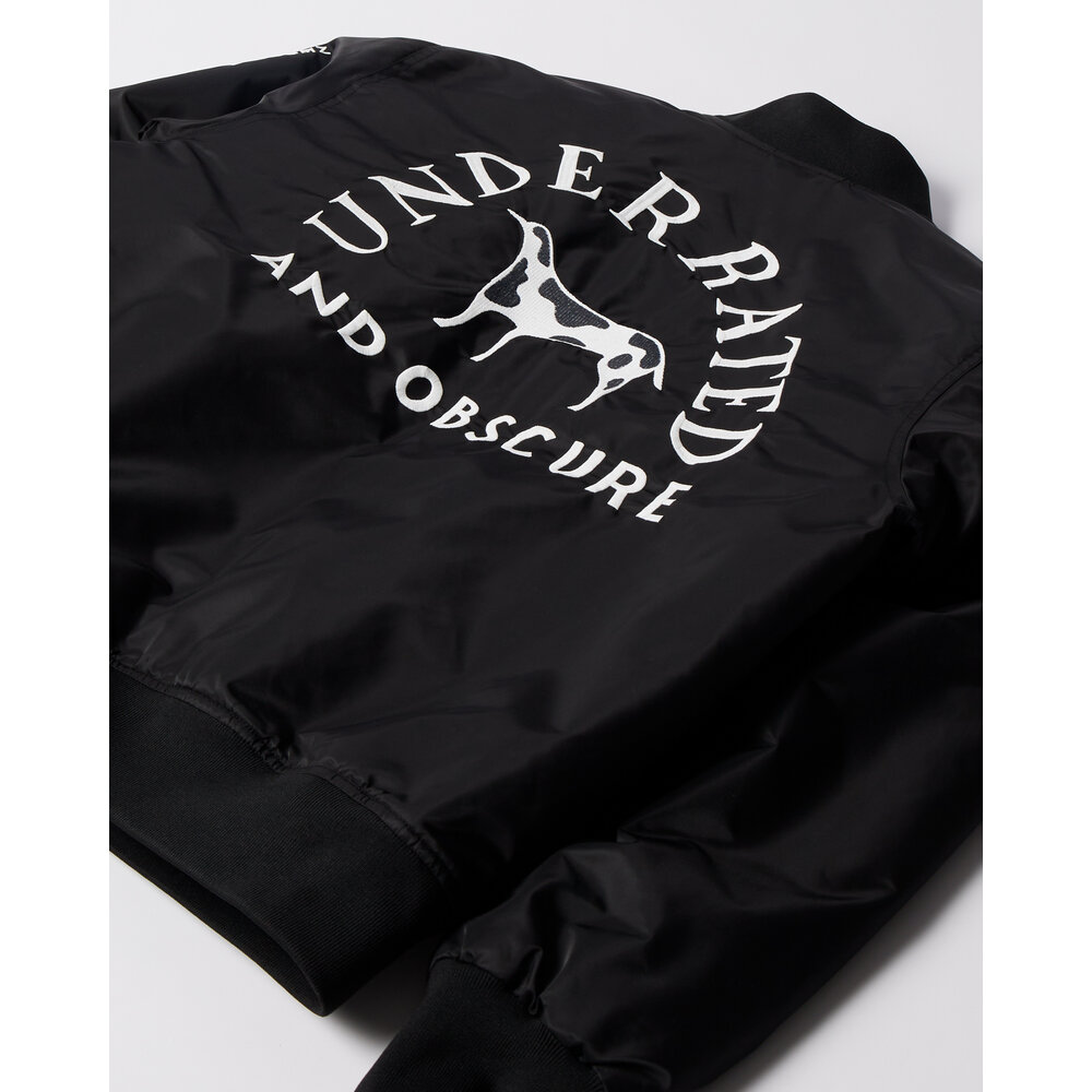BY PARRA CLUB NOT 1977 SATIN BOMBER JACKET BLACK