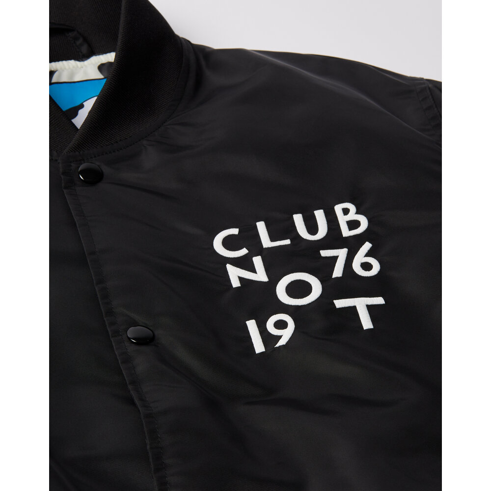 BY PARRA CLUB NOT 1977 SATIN BOMBER JACKET BLACK