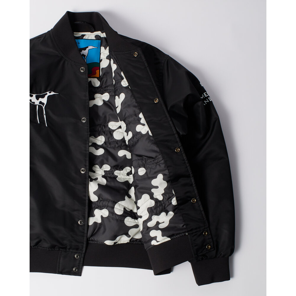 BY PARRA CLUB NOT 1977 SATIN BOMBER JACKET BLACK