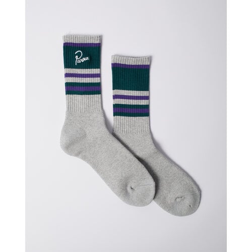 BY PARRA SIGNATURE STRIPED CREW SOCKS GREY