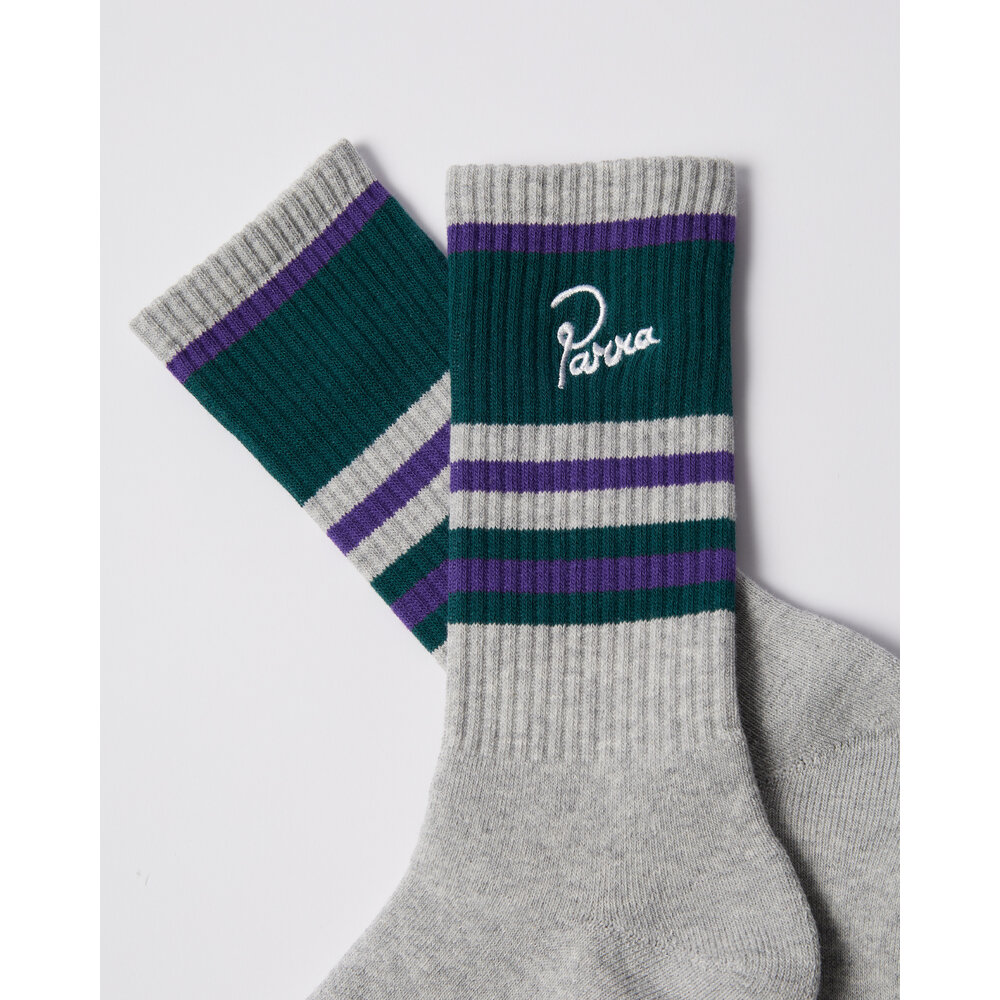 BY PARRA SIGNATURE STRIPED CREW SOCKS GREY