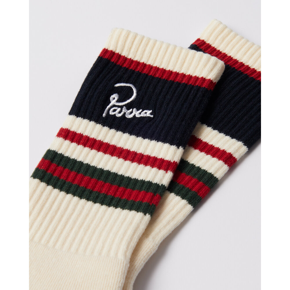 BY PARRA SIGNATURE STRIPED CREW SOCKS WHITE