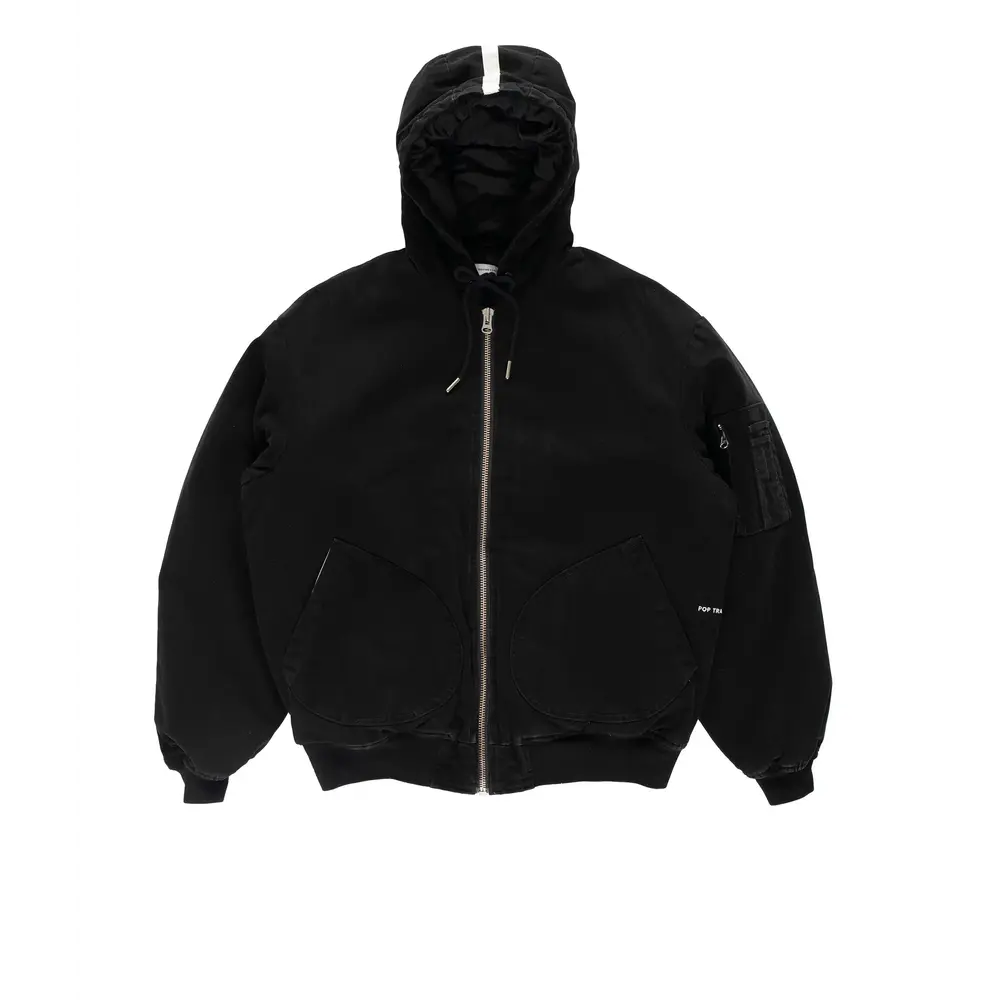 POP TRADING COMPANY HOODED FLIGHT JACKET ‘BLACK’