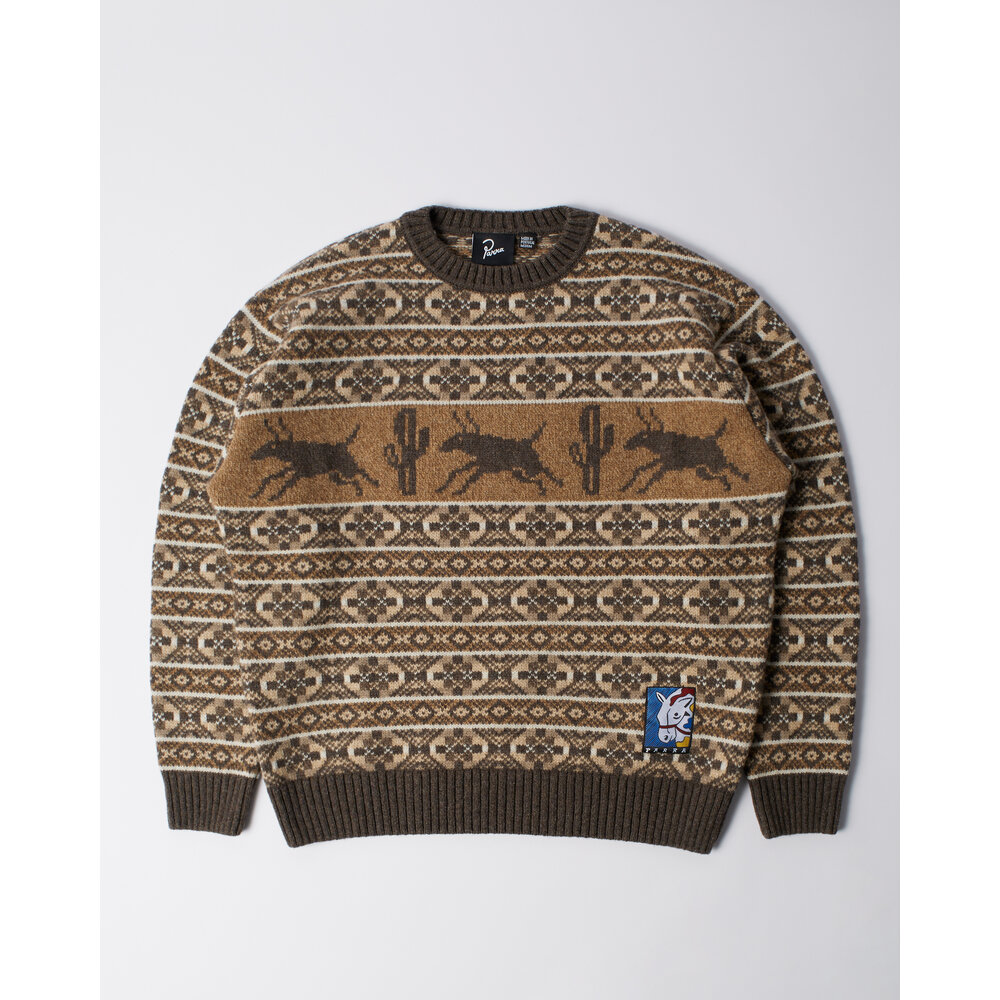 BY PARRA BY PARRA CACTUS BULL KNITTED PULLOVER BROWN BY PARRA CACTUS BULL KNITTED PULLOVER BROWN