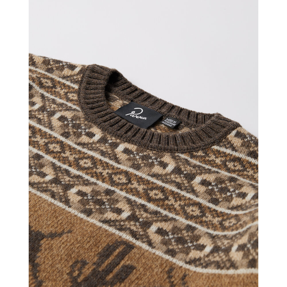 BY PARRA BY PARRA CACTUS BULL KNITTED PULLOVER BROWN BY PARRA CACTUS BULL KNITTED PULLOVER BROWN