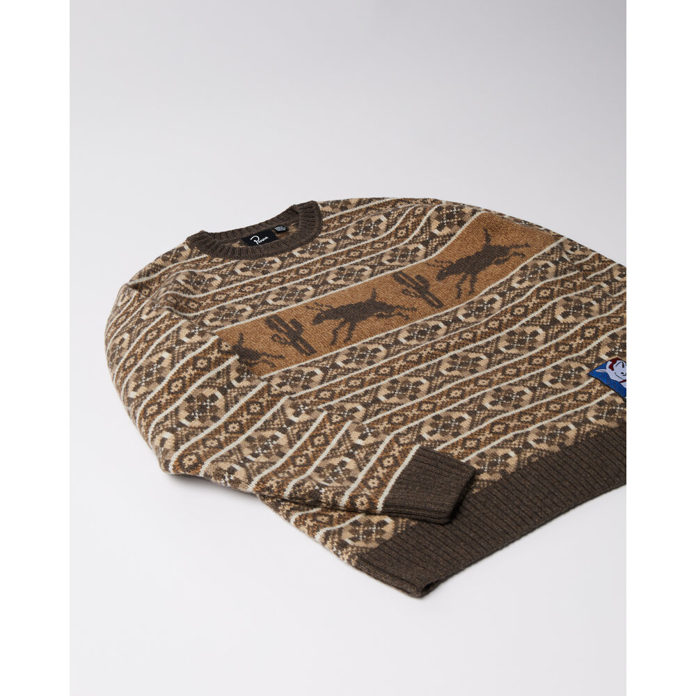 BY PARRA BY PARRA CACTUS BULL KNITTED PULLOVER BROWN BY PARRA CACTUS BULL KNITTED PULLOVER BROWN