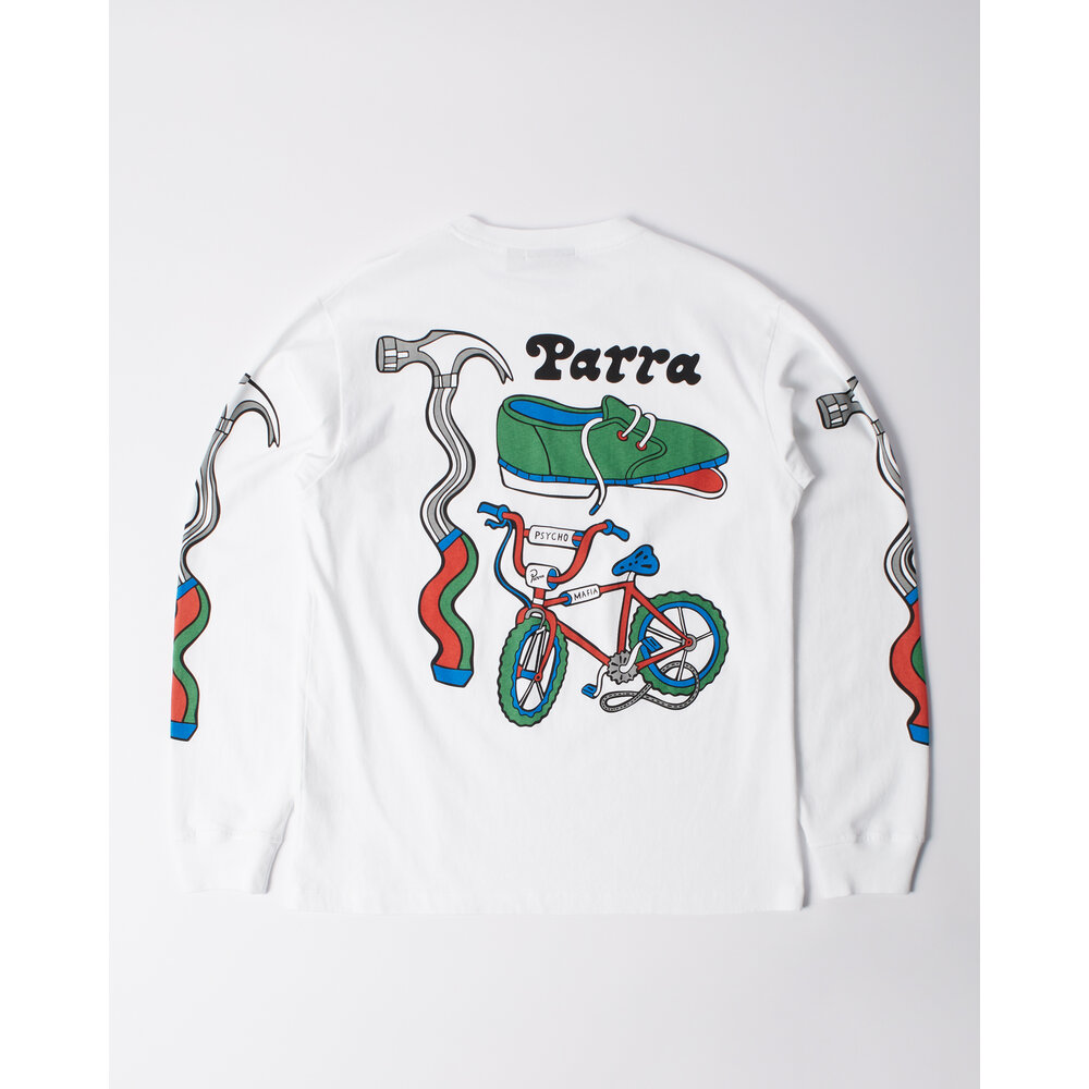 BY PARRA BIKE HAMMER LONG SLEEVE T-SHIRT WHITE