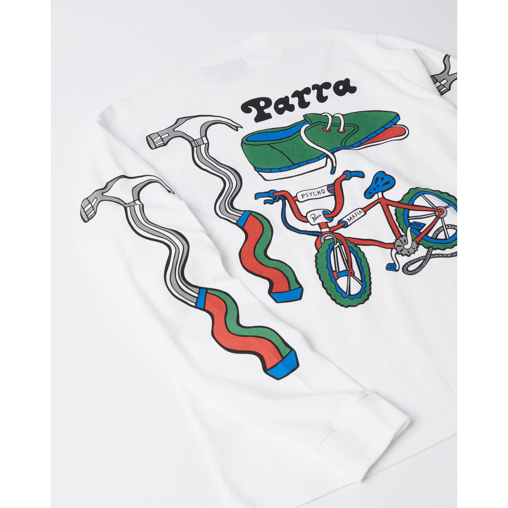 BY PARRA BIKE HAMMER LONG SLEEVE T-SHIRT WHITE