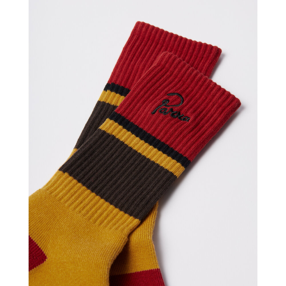 BY PARRA BY PARRA SIGNATURE STRIPED CREW SOCKS DARK RED BY PARRA SIGNATURE STRIPED CREW SOCKS DARK RED