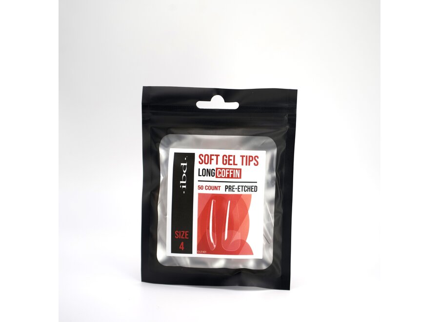 Soft Gel Refill Tips - Long Coffin - Size 4 - 50 pcs