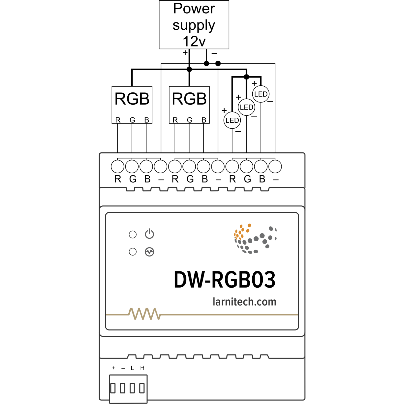 Larnitech DW-RGB03 - 3-channel RGB-module (or 9 monochrome channels)