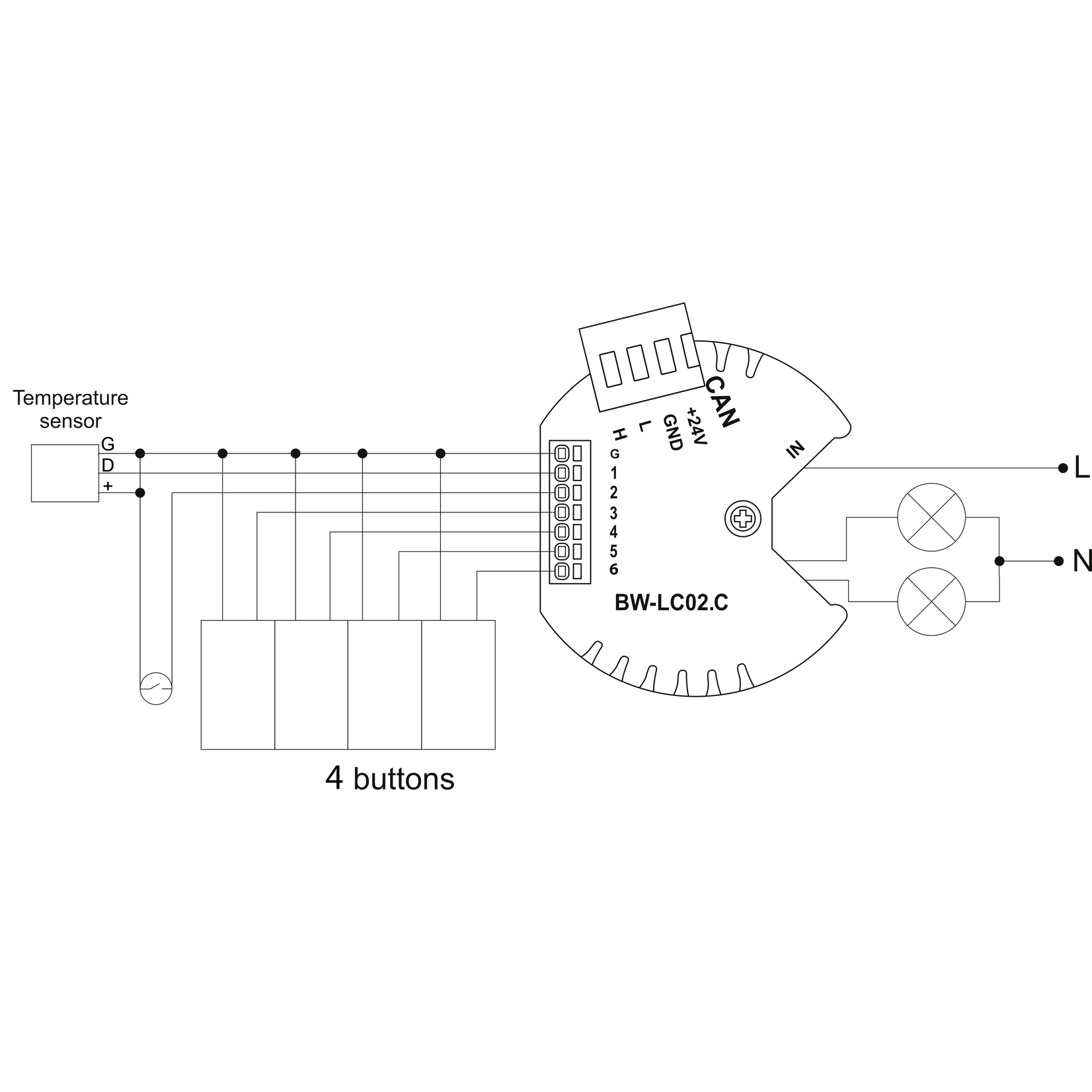Larnitech BW-LC02 - Inbouw 2-kanaals schakelactor