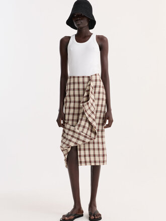 Róhe Draped check skirt