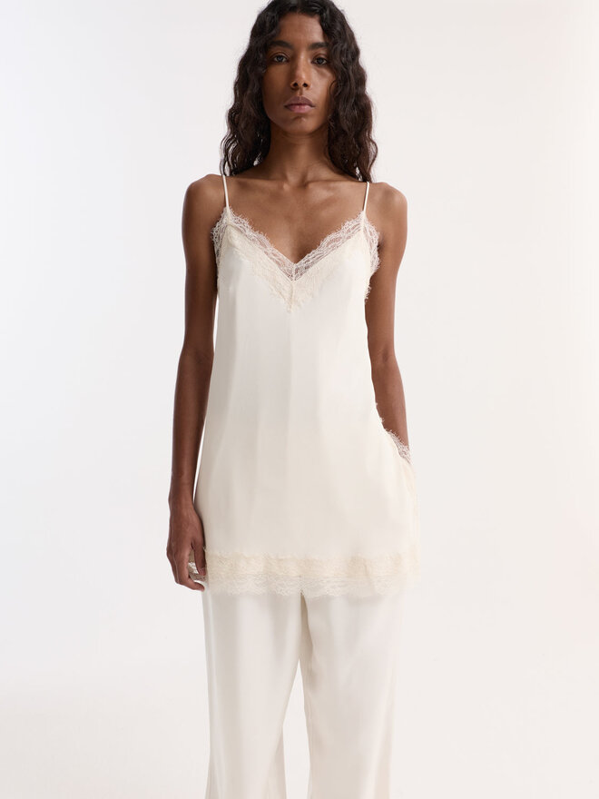 knee length dresses for ladies Rohe Lace Camisole in Cream – Hampden Clothing main image 0