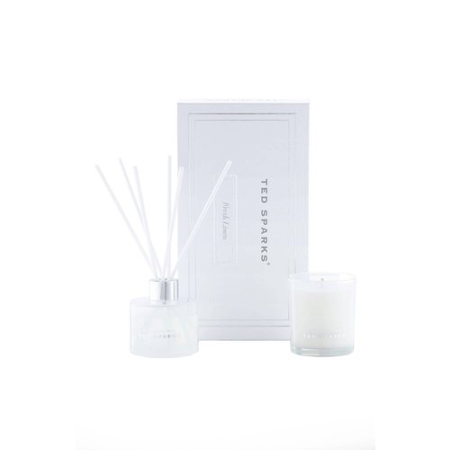 Ted Sparks Fresh Linen Candle & Diffuser Gift Set 