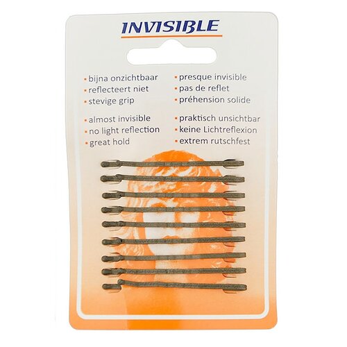 Sibel Invisible Slider Pins Short Brown, 9 Pieces 