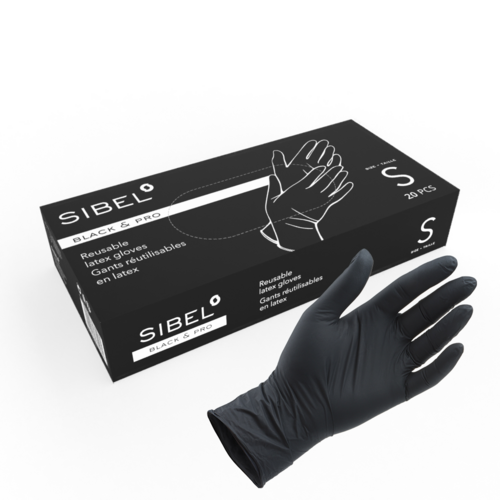 Sibel Latex Handschoenen, Herbruikbaar, Kleur zwart, 20 stuks 