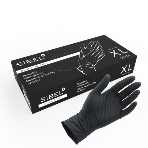 Latex Gloves, Reusable, Black, 20 pcs.