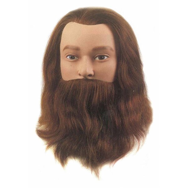 Practice head Leif, real hair, brown
