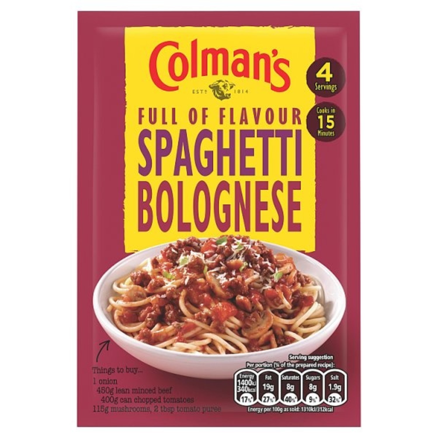 Colman s Spaghetti Bolognese 45g British Cooking Ingredients