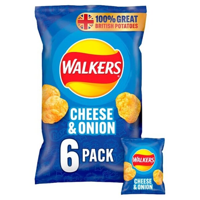 Walkers Cheese & Onion Crisps 6pk (6x25g)