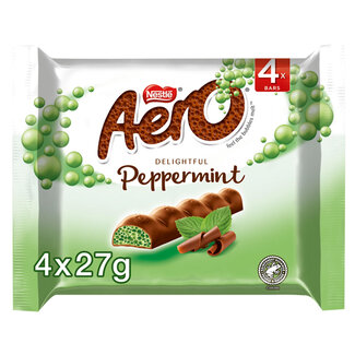 Nestle Nestle Aero Bubbly Peppermint Mint Chocolate Bar Multipack 4 Pack (4 x 27g)