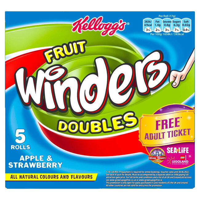 Kellogg's Kellogg's Fruit Winders Doubles Apple & Strawberry Rolls 5 x 17g