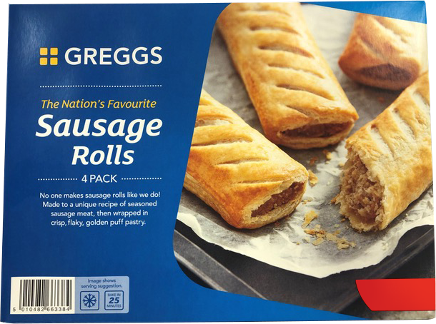 Greggs 4 Sausage Rolls 427g, Greggs