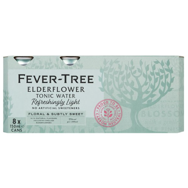 Fever Tree Refreshingly Light Elderflower Tonic Water 8x150ml