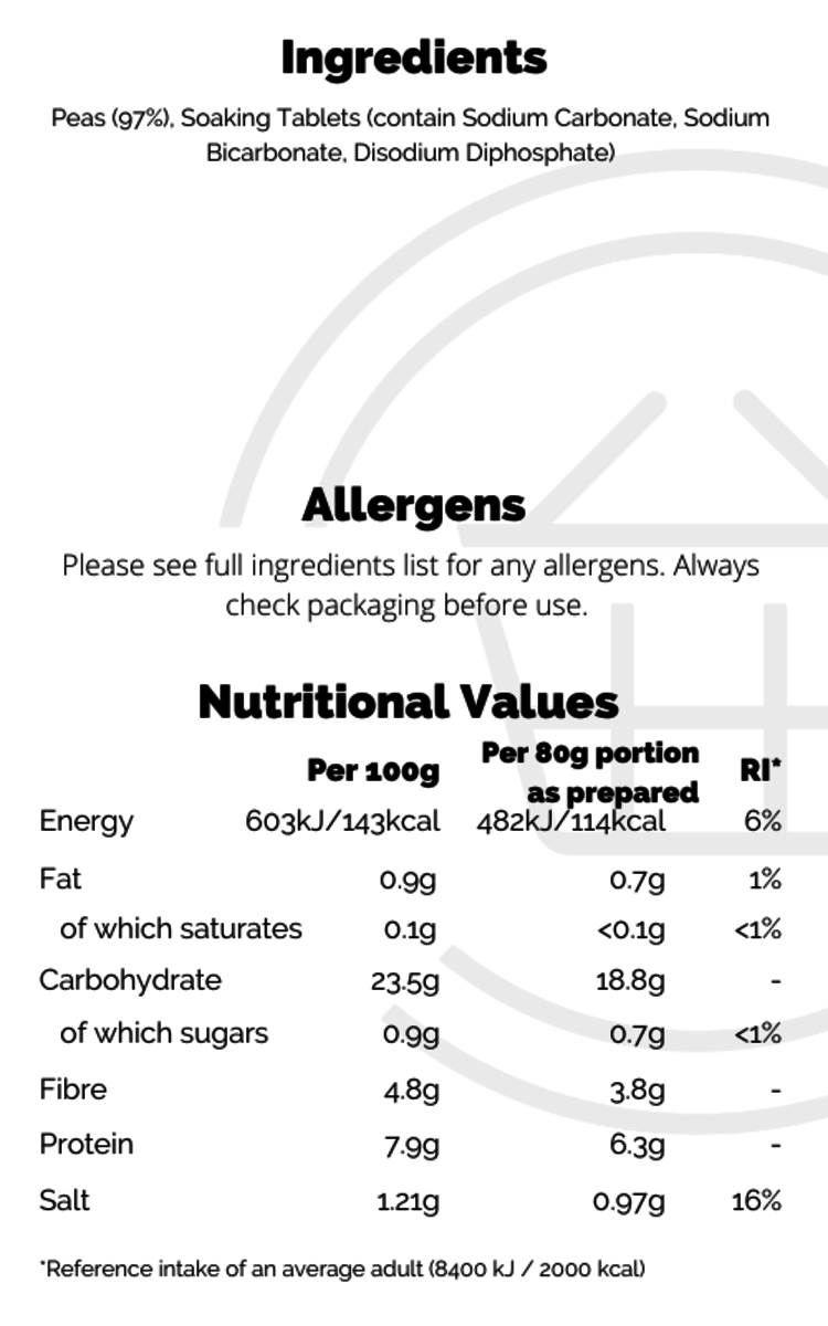 Batchelors Quick Soak Dried Peas 250g perfect for soups and stews