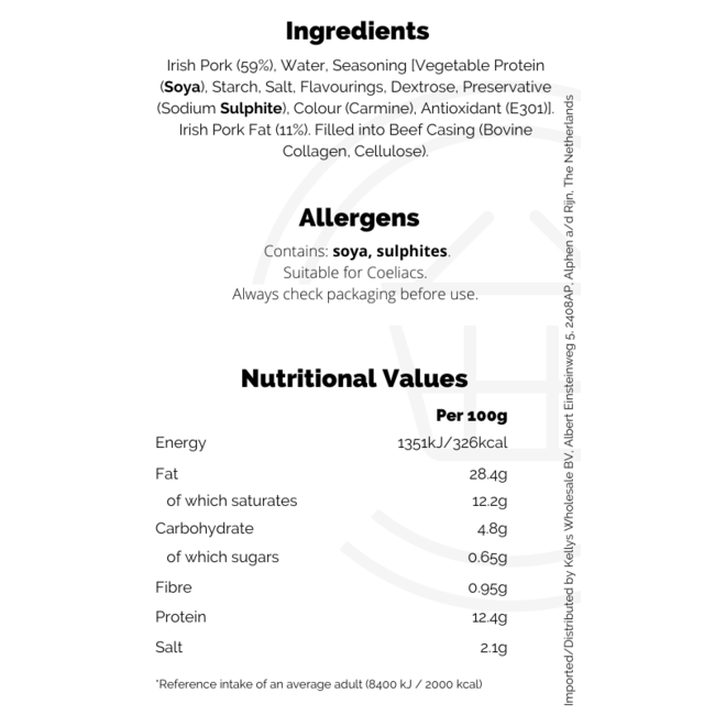 Clonakilty Gluten Free Pork Sausages 8pk