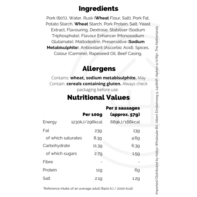 Denny & Sons Pork Sausages 8pk