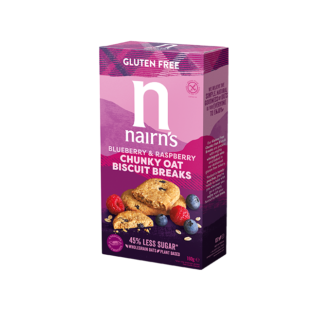 Nairns Gluten-Free Chunky Oat Biscuit Breaks Blueberry&Raspberry 160g