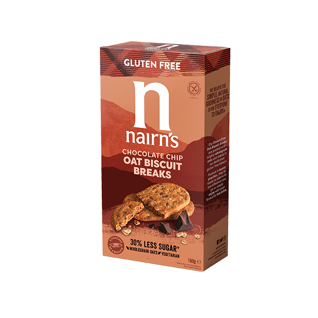 Nairns Gluten-Free Chunky Oat Biscuit Breaks Choc Chip 160g
