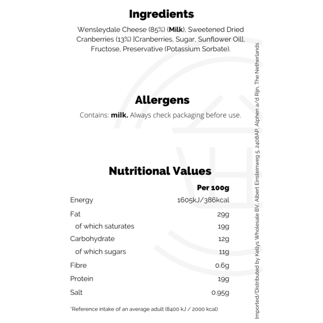 SuperValu Wensleydale & Cranberry Cheese 150g