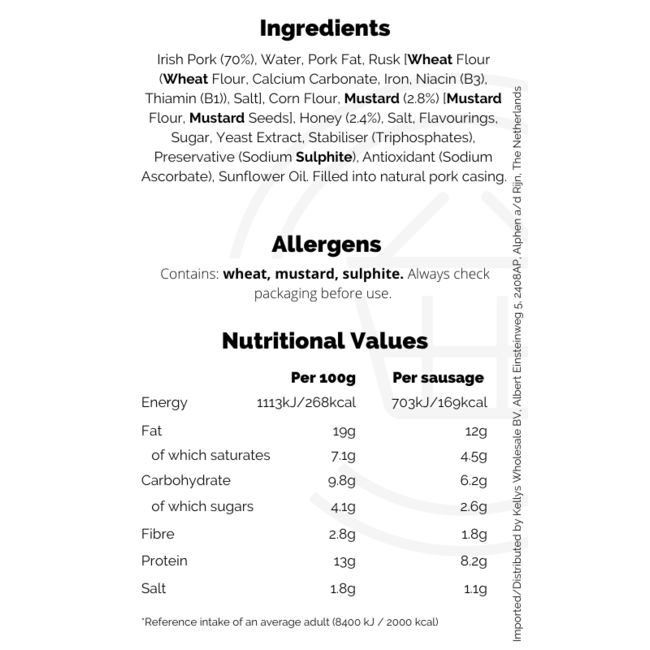 Signature Tastes Irish Pork Honey & Mustard Sausages 6pk 380g