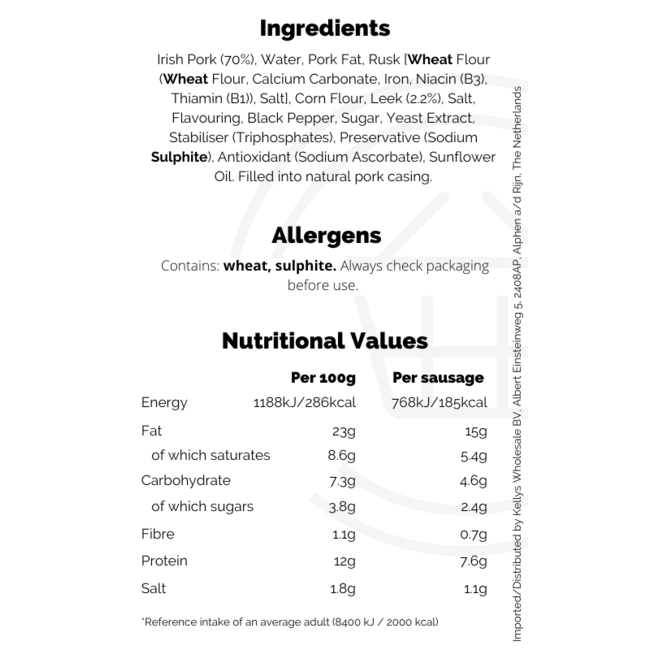 Signature Tastes Irish Pork Leek & Black Pepper Sausages 6pk 380g