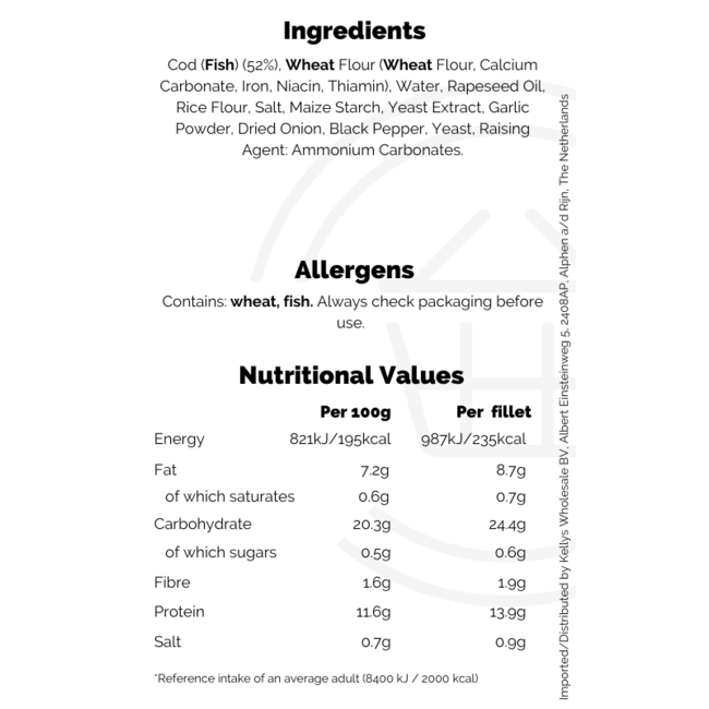 Iceland Breaded 4 Cod Skinless Boneless Fillets 500g