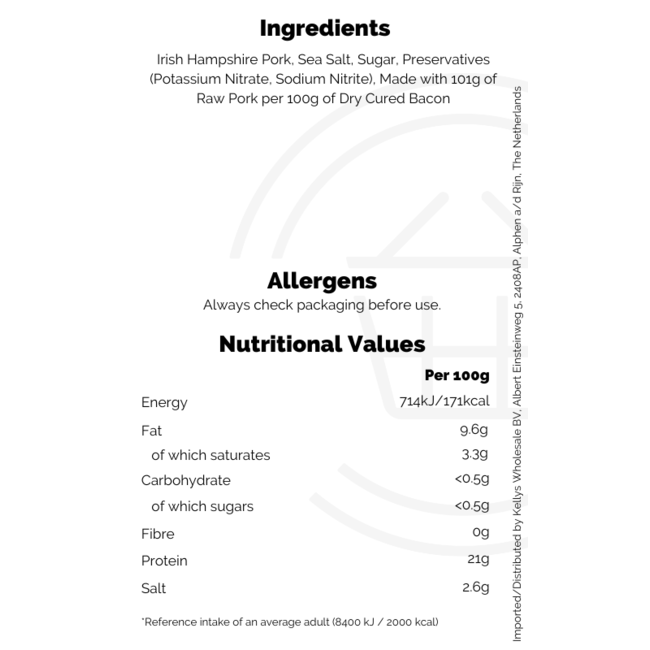 Signature Tastes Signature Tastes 6 Dry Cured Irish Hampshire Rashers 210g
