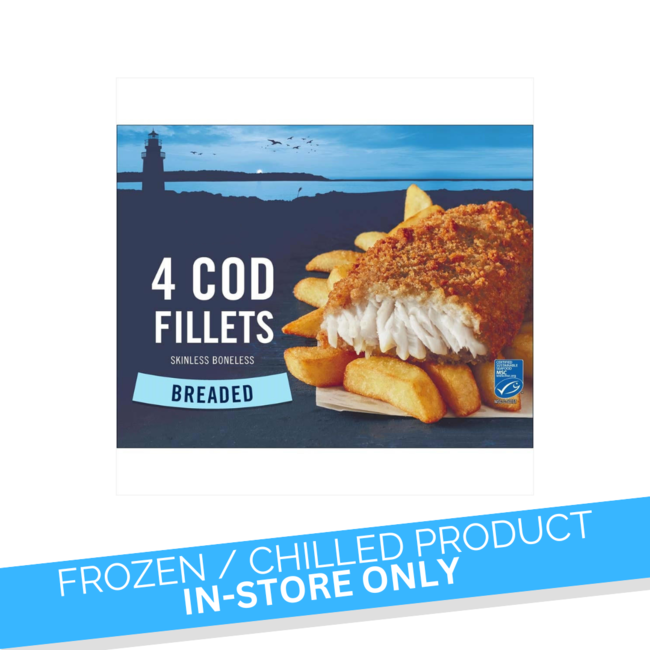 HomeBrand Breaded 4 Cod Skinless Boneless Fillets 500g