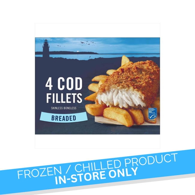 HomeBrand HomeBrand Breaded 4 Cod Skinless Boneless Fillets 500g