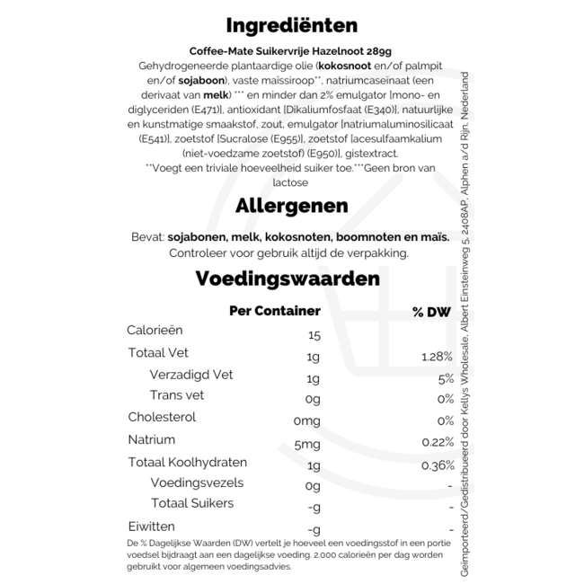 Coffee-Mate Sugar Free Hazelnut 289g – Kaffeeweißer
