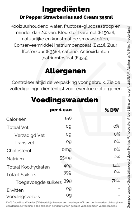 Dr Pepper Strawberries and Cream 12 pack Kellys Expat Shopping