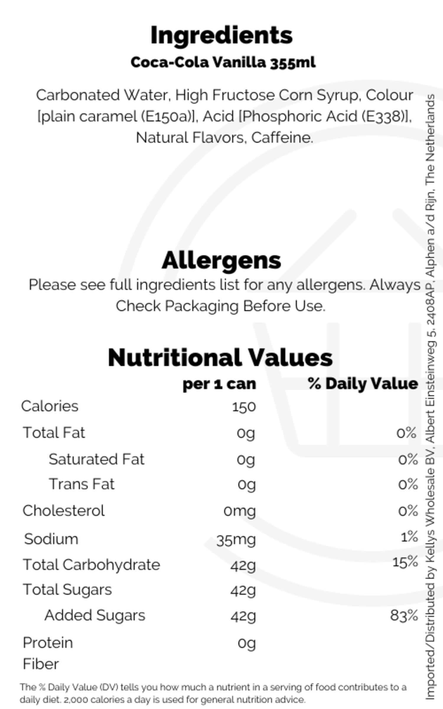 CocaCola Vanilla 12 pack Kellys Expat Shopping