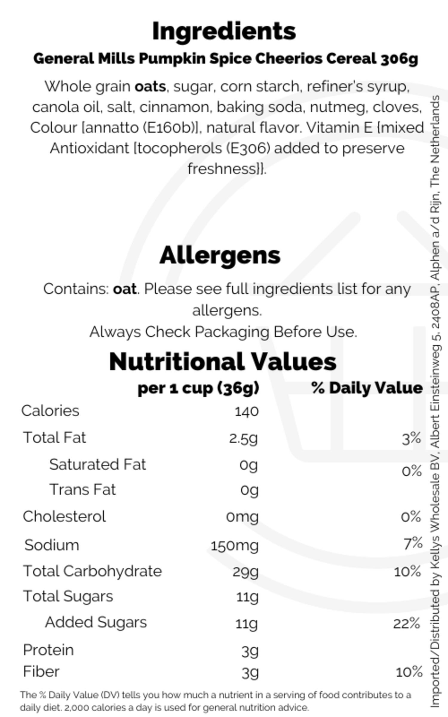 General Mills Pumpkin Spice Cheerios Cereal 306g Kellys Expat Shopping