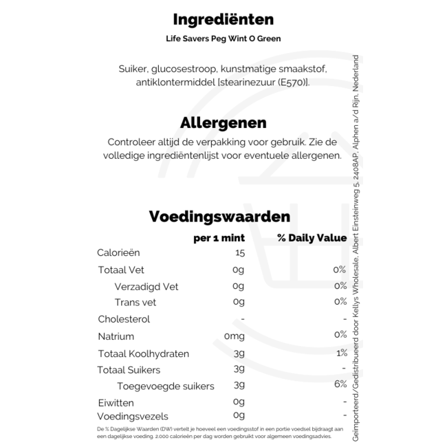Life Savers Peg Wint O Green 6.25oz