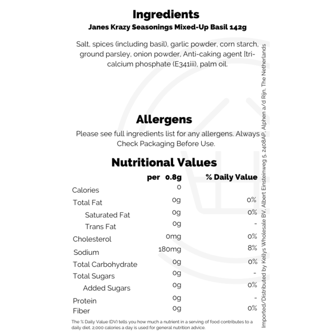 Janes Krazy Seasonings Mixed-Up Basil 142g