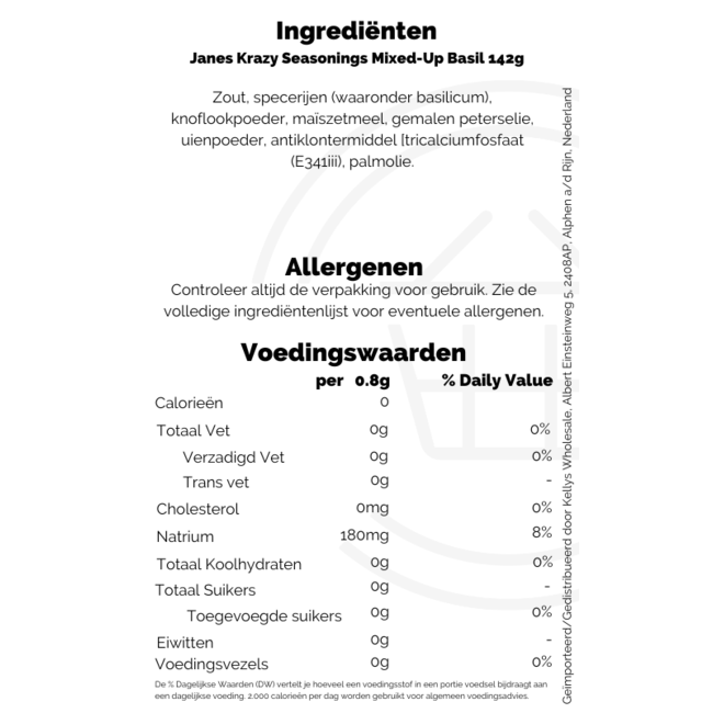 Janes Krazy Seasonings Mixed-Up Basil 142g